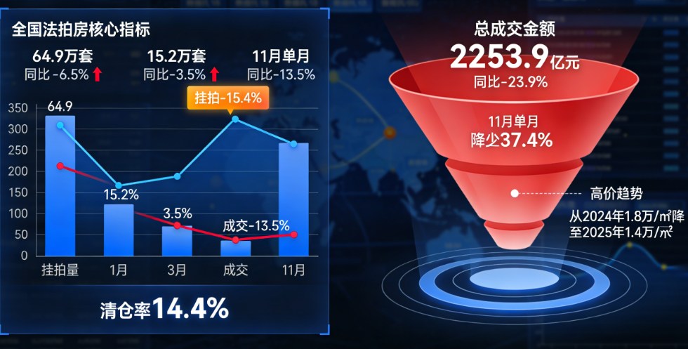 万万没想到！全国法拍房1-11月数据出炉：挂拍成交“双降”，但这三类人却说“机会来了”！(图1)
